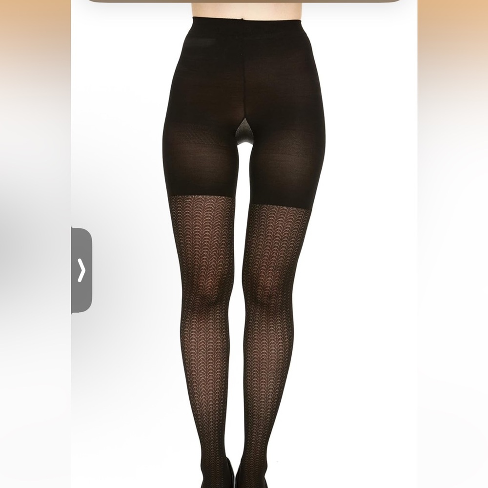 New! ASSETS by Sara Blakely Black Wishbone Pattern Textured Shaping Tights 2
